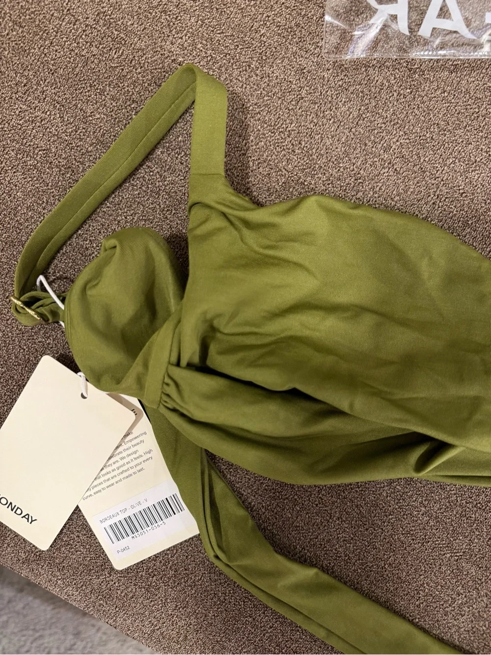 NWT Monday Swimwear Olive Green Bikini Top SIZE V (XL)